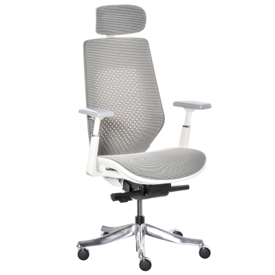 Vinsetto Bürostuhl mit Meshgewebe Grau Weiß 65 cm x 68 cm x 117-125 cm