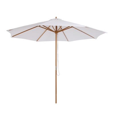 Outsunny Ombrellone da Giardino Diametro 3m in Legno Bianco