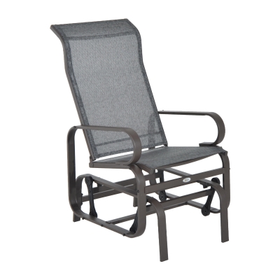 Outsunny Outdoor Gliding Rocking Chair with Sturdy Metal Frame Garden Comfortable Swing Chair for Patio, Backyard and Poolside, Grey