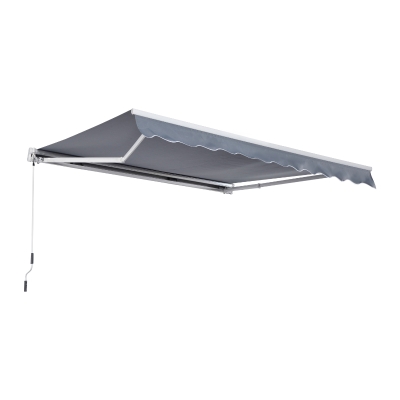 Outsunny 3 x 2.5m Garden Patio Manual Awning Retractable Canopy Sun Shade Shelter with Fittings and Crank Handle Grey