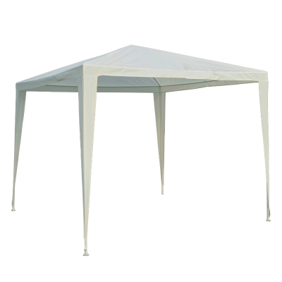 Outsunny Gartenpavillon Partyzelt Gartenpavillon Gartenzelt Festzelt Zelt Klicksystem 90 g/m² PE-Plane Stahl Weiß 2,7 x 2,7 m
