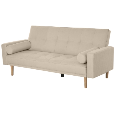 Homcom Divano Letto 3 Posti con Schienale Regolabile su 3 Livelli Beige
