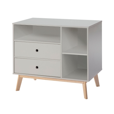 Commode 2 tiroirs 3 niches pour enfant MDF bois massif pin