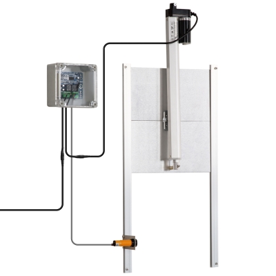 PawHut Kit de Abridor Automático de Puerta de Gallinero con Puerta de Aluminio Sensor de Infrarrojos Control de Temporizador y Mando a Distancia 30x30x0,15 cm Plateado