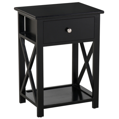 HOMCOM Table de Chevet Table d'appoint Bout de canapé Table de Nuit avec un tiroir et étagère en Bois Noire