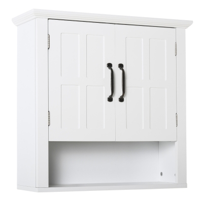 Homcom Armadietto 2 Ripiani Montabile a Parete da Parete Cucina Bagno Legno 60x19,8x58cm Bianco