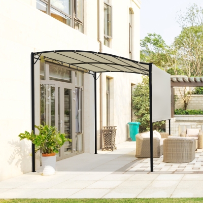 Outsunny Spalier de Gradina in Otel cu Invelis in Tesatura Bej 300 x 250 cm