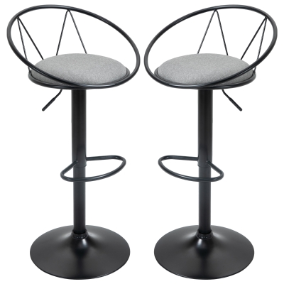 Lot de 2 tabourets de bar style néo-rétro gris noir