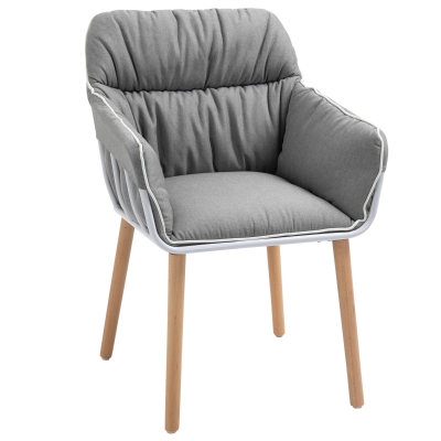 HOMCOM Modern Leisure Armrest Chair with Wooden Legs Foam Padding for Home Office
