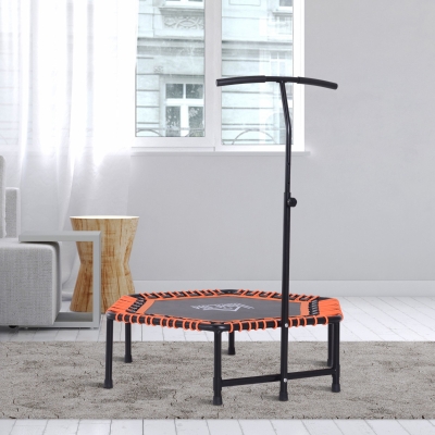 HOMCOM Mini Trampoline Adjustable Handle Bar Black/Orange