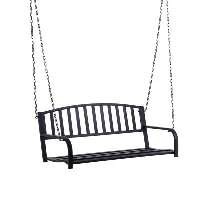 Outsunny Metal 2-Seater Outdoor Swing Chair Black