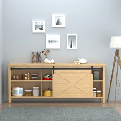 HOMCOM schuifdeursysteem looprail schuifdeurbeslag voor houten schuifdeur accessoires koolstofstaal zwart 183 x 0,6 x 18 cm