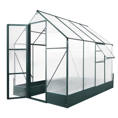 Outsunny Gewächshaus für den Garten, vielseitig nutzbar als Treibhaus, Tomatenhaus, Frühbeet und Pflanzenhaus, 4 mm PC Sonnenschutzplatte, Aluminium, Transparent+Grün, 250x190x219 cm