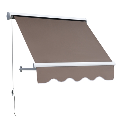 Outsunny Aluminium luifel balkon klemluifel uitklapluifel raam bruin 120 x 70 cm