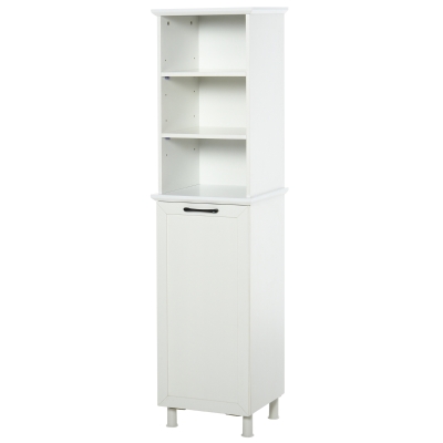 HOMCOM Meuble colonne rangement salle de bain 3 étagères + panier à linge blanc