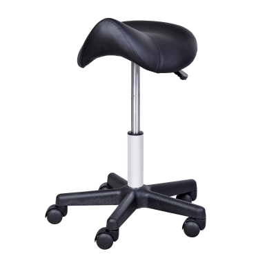 HOMCOM PU Leather Height Adjustable Rotating Drawing Work SPA Medical Salon Chair Saddle Stool Black