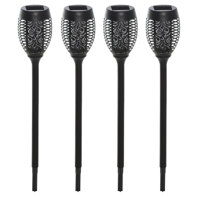 Outsunny Solarleuchte, Gartenlicht, 4er-Set Lampe, 6–8 h, IP44 Wasserfest, Kunststoff, Schwarz, Ø12 x H78 cm