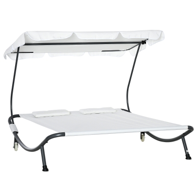 Outsunny Double Hammock Bed W/Pillows-Cream White