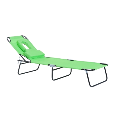 Outsunny Sun Lounger Recliner W/Pillow-Green