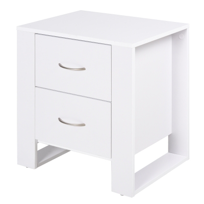 HOMCOM Particle Board 2-Drawer Bedside Table White
