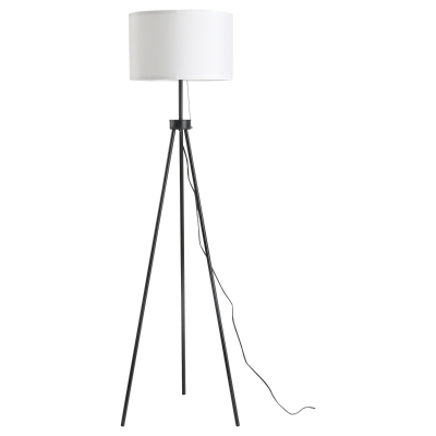 HOMCOM Stehlampe Stehleuchte Standleuchte E27, Stahl+Polyester, 37x37x152cm (Schwarz+Weiß)