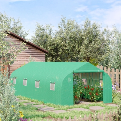 Outsunny Sera pentru Gradina 6 x 3 x 2m cu acoperis din PE 6 x 3 x 2 Verde