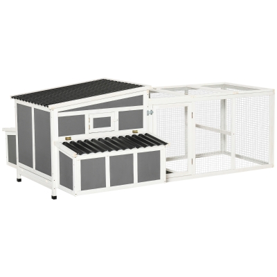 PawHut Large Chicken Coop with Run Hen House Poultry Crate with Nesting Box for 6 Chickens Slide Out Tray Perches, 225x147x 85.5cm