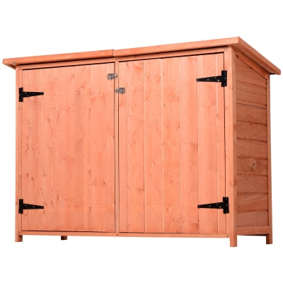 Outsunny Wooden Garden Storage Shed Tool Cabinet Organiser with Shelves Double Door 128L x 50W x 90Hcm