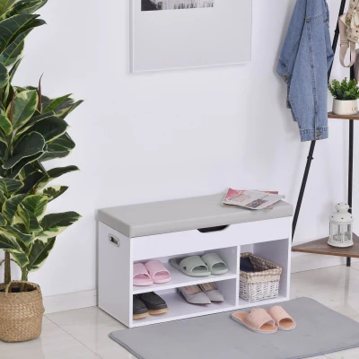 HOMCOM Sapateira com Assento Acolchoado Carga máxima de 120kg MDF 80x30x43cm Branco