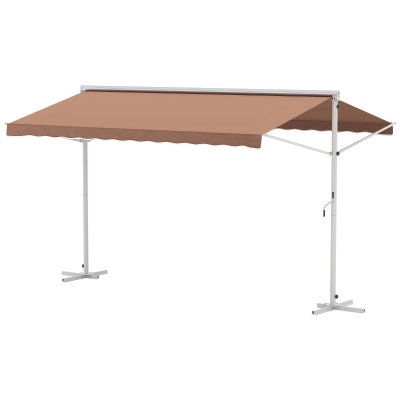Outsunny Standmarkise, Neigungsverstellbar, Farbe: Braun, 4,5 x 3,4 m