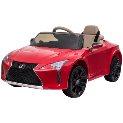 HOMCOM Kinderauto Kinderfahrzeug das offiziell lizenzierte Aufsitz-Lexus LC500 für 3-6 Jahre Elektroauto mit 2,4G Fernsteuerung MP3/USB Licht Musik Kunststoff Metall Rot 106 x 43 x 44 cm