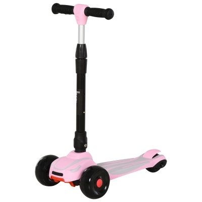 HOMCOM Kinderroller Scooter Tretroller Cityroller Kinder Roller Kickboard für Kinder höhenverstellbar faltbar Rosa 57 x 29 x 58-75 cm