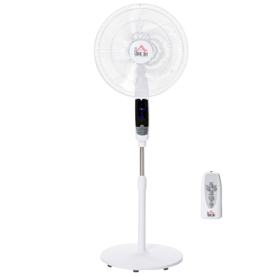 HOMCOM Pedestal Fan 9 Setting 7.5h Timer 85° Oscillation LED Panel Remote Controller