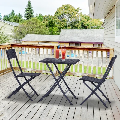 Outsunny Rattan 2-Seater Furniture Set Black