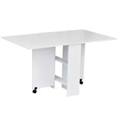 HOMCOM Table de Cuisine Pliable Blanche