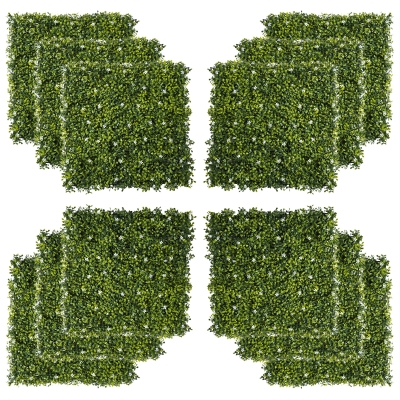 Outsunny 12PCS 20" x 20" Artificial Boxwood Wall Panel Milan Grass Privacy Fence Screen