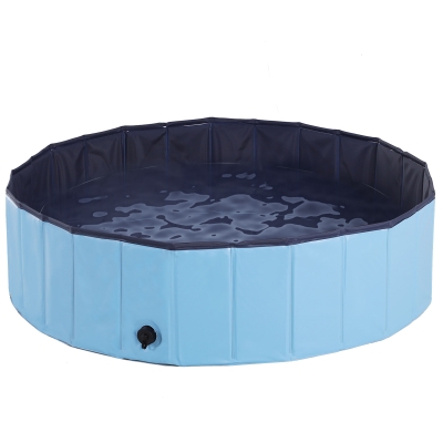 PawHut Pet Swimming Pool, Foldable, 120 cm Diameter-Blue