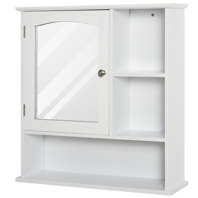 kleankin MDF Wall Mounted Bathroom Cabinet w/ Mirror White