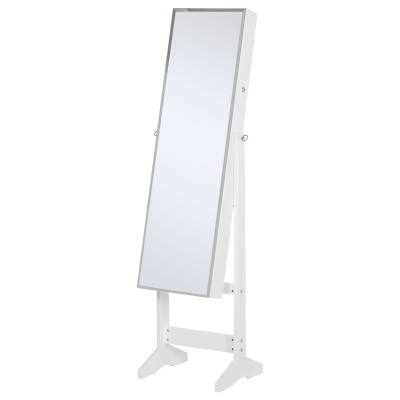 HOMCOM MDF Freestanding Glass Mirror Jewellery Cabinet White