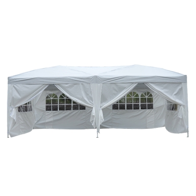 Outsunny 3x6 m Faltpavillon Pavillon Faltzelt Partyzelt Gartenzelt inkl. 4 Seitenteile Weiß