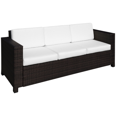 Outsunny Rattan 3-Seater Sofa-Brown