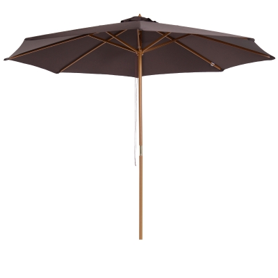 Outsunny Parasol de Jardin en Bois Marron Ø3 m x 2,5 m