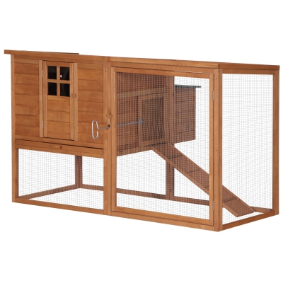 PawHut Gallinero Exterior Madera Jaula para Gallinas con Bandeja Corredor Caja Nido Techo Abatible Animales Pequeños Pollo 168x110,5x101,5cm