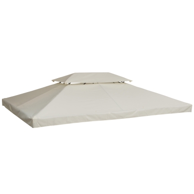 Outsunny Techo de Repuesto 4x3 m para Cenador de Jardín 2 Niveles Transpirable con 10 Orificios de Drenaje Cubierta de Repuesto de Gazebo Pabellón Exterior Crema