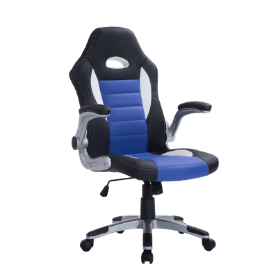 HOMCOM Silla de Juego Escitorio Silla Giratorio de Ordenador para Jóvenes Ergonómica Regulable con Ruedas Azul