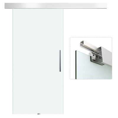HOMCOM® Glasschiebetür mit Griffstange | Einseitig satiniert | 102,5 x 205 cm