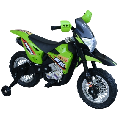 HOMCOM Elektro-Motorrad Kindermotorrad Elektrofahrzeug 3 bis 6 Jahre 3–6 km/h MP3 Musik LED-Licht Sound Metall + Kunststoff Grün 109 x 52,2 x 70,5 cm
