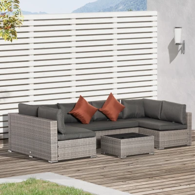 Outsunny Rattan Sofa Set 4-Piece Mixed Grey