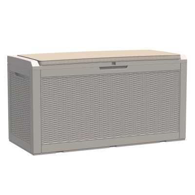 Outsunny® Rattan Kissenbox Auflagenbox Gartenbox mit Kissen Garten Metall PP 8 Hellbraun