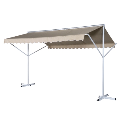 Outsunny® Standmarkise Gartenmarkise mit Faltarm Markise Kurbel Creme 2,95x2,94m